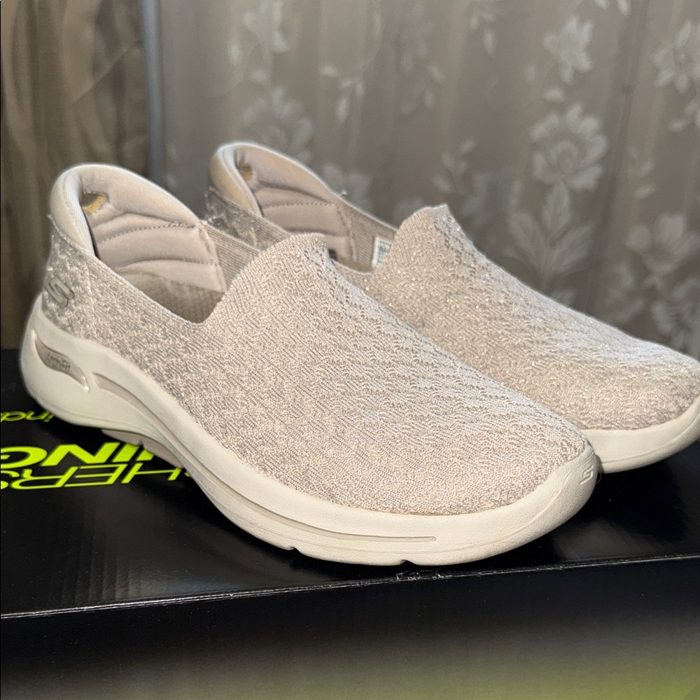 Skechers Women's Beige Slip-On Sneakers